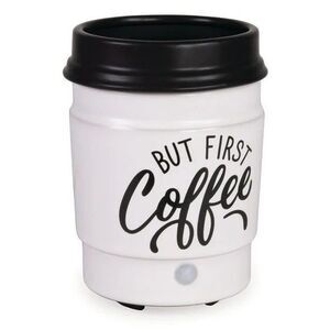 But First Coffee Mug Cup Wax Warmer White Brown Ceramic 3.58 x 4.22 x 5.86-in